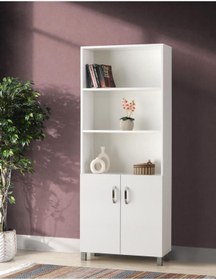Resim SİVAS GÖZDE MOBİLYA Buket Dolaplı 5 Raflı Kitaplık 70x32x178cm 