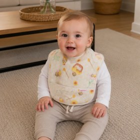 Resim Mammam Always By Your Side Sevimli Arılar Bebek Mama Önlüğü (6-24 Ay) 