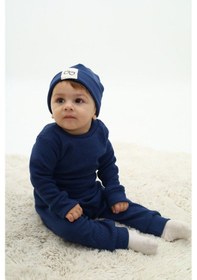 Resim Fitilli Unisex Bebek - Çocuk Üçlü Takım Krem - Turkuaz 