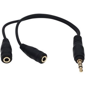 Resim 3.5 Mm Stereo Kulaklık Fişi Çoklayıcı 1 Erkek 2 Dişi 20 Cm 