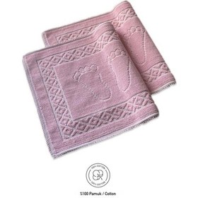 Resim Soffy Pembe & Pembe 2 Adet 50x70 Cm Banyo Paspası %100 Doğal Pamuk Ayak Paspası Ayak Havlusu Pembe 