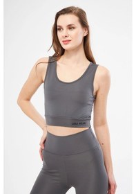 Resim Lesa Wear Halter Yaka Spor Sütyeni Crop Top Füme 