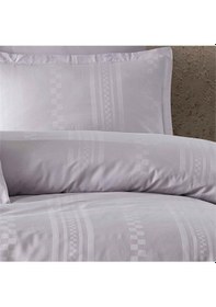 Resim Clasy Çizgili Saten Çift Kişilik Nevresim Takımı Capital V2 Gri 