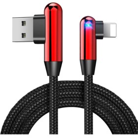 Resim Apple Lightning 90 Derece LED Işık Gamer Şarj ve Data Kablo 