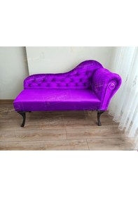 Resim Ters Kol Dekoratif Bihter Koltuk Josefin Puf 120 Cm Siyah Ayak Lila 