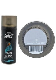 Resim Aylina Mey Ithalat® Selsil Rainbow Akrilik Sprey Boya 200 Derece Isıya Dayanıklı Yaldız Gri 