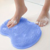 Resim 1 adet Hipoalerjenik Mavi Kaymaz Duş Ayak Peeling ve Masaj Cihazı, Peeling Yastığı ile - Kan Dolaşımını Artırır ve Ayakları Temizler, Pilsiz - Temel Banyo Aksesuarı 