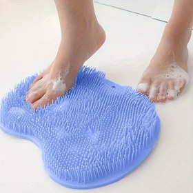 Resim 1 adet Hipoalerjenik Mavi Kaymaz Duş Ayak Peeling ve Masaj Cihazı, Peeling Yastığı ile - Kan Dolaşımını Artırır ve Ayakları Temizler, Pilsiz - Temel Banyo Aksesuarı 