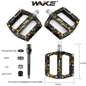 Resim Wake Alüminyum Rulmanlı Siyah / Kırmızı Kamuflaj Desenli Pedal 