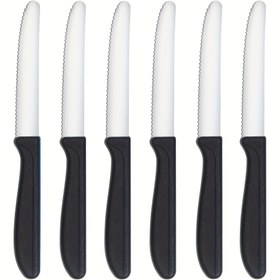 Resim 6 adet Şık Paslanmaz Çelik Yemek Bıçağı - Dişli Kenar, Bulaşık Makinesinde Güvenli, Domatesler, Atıştırmalıklar, Kahvaltı, Tatlar ve Daha Fazlası İçin Mükemmel, Çok Yönlü Kullanım, Kahvaltı Sofrası Eşyaları | Dişli Kenar Bıçaklar | Dayanıklı Sofra Eşyaları 
