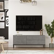 Resim Yurudesign Luvio Tv Ünitesi Sehpası Metal Ayaklı 120cm Beton-siyah Lv5-rl 