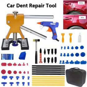 Resim Otomobil Gövde Çöküntüsü Onarım Seti - Otomatik Gövde Çöküntüsünün Giderilmesi için 69 Parça, Küçük Çöküntüler ve Dolu Delikleri Boyasız Çözücü Aracı ile Avrupa Fişi Yapışkan Tabancası 