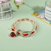 Resim Fochsia Kedi Işık Yaka Tasması Gece Parlayan Kedi Boyunluğu Kırmızı 