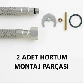 Resim Lavabo Bataryası Sıcak Soğuk Çift Girişli Klasik Borulu Banyo Musluğu 
