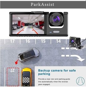 Resim 1080hd Yüksek Kalite 3 Kameralı Dash Kamera Döngü Kaydı Gece Görüş Araç Kamerası Araba 