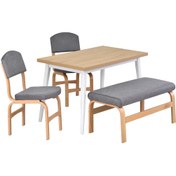 Resim VİLİNZE Ege Sandalye Ve Bank Avanos Ahşap Mdf Mutfak Masası Takımı - 70x120 Cm 
