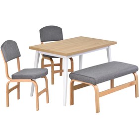 Resim VİLİNZE Ege Sandalye Ve Bank Avanos Ahşap Mdf Mutfak Masası Takımı - 70x120 Cm 