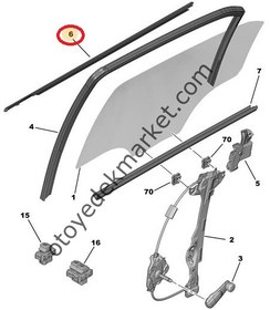 Resim PEUGEOT 301 ARKA SAĞ CAM DIŞ FİTİLİ (ORJİNA) 