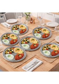 Resim 16 Cm 430 Kalite Krom Çelik 6 Adet İşlemeli Meze Tabağı Paslanmaz, Kararmaz, Şık Sunumluk Gri 