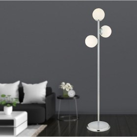 Resim Zambak 3 Lü Krom Beyaz Camlı Modern Dekoratif Tasarım Metal Lamba 