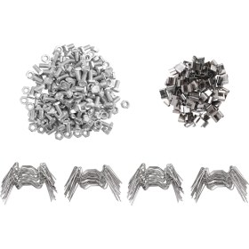 Resim Dadata 400PCS Sera Onarım Kiti 100 Cam Klipsleri W Tel Klipsleri 100Z Çakışan Klipsler ve 100 Sera Somun ve Cıvataları (Yurt Dışından) 