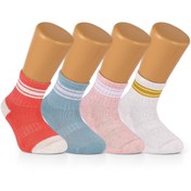 Resim Ozzy Socks 4 Çift Pamuklu Kız Bebek Çocuk Çizgili Soket Çorap 