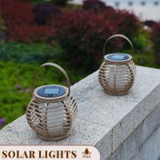 Resim 1 adet DJGIFI Güneş Enerjili Kenevir İpi Fener - IP44 Hava Koşullarına Dayanıklı Dış Mekan Bahçe ve Balkon Aydınlatması, Yeniden Şarj Edilebilir LED Mum Işığı, Çim, Kamp, Patio Dekoru, Güneş Enerjili Dış Mekan Işıkları, Patio Aydınlatması, Doğal Estetik, Dayanıklı Aydınlatma 