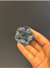 Resim Mavi Gül Kadın Broş 4 CM Renkli 