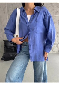 Resim Modal Oversize Cepli Gömlek Mavi 