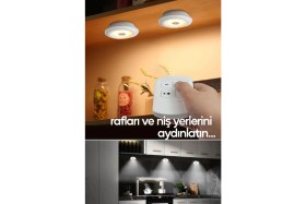 Resim Nanopro 3 Lü Kumandalı Yapışkanlı Kablosuz Pilli LED Spot Lamba Işıldak 313040 