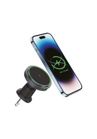 Resim Magsafe Manyetik Kablosuz Şarj Araç İçi Telefon Tutucu Havalandırma Klipsli Siyah 