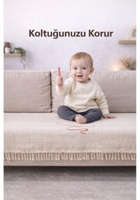 Resim 2 Adet Pamuklu Koltuk Örtüsü 115x200 Cm Çekyat Ve Kanepeler İçin Koruyucu Önden Saçaklı Kaymaz Bordo 