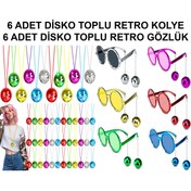 Resim Go İthalat 12 Parça Renkli Disko Toplu Retro Parti Seti – 6 Kolye + 6 Gözlük (5224) 