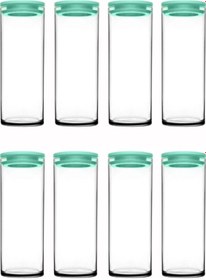 Resim Paşabahçe 43756 Vakumlu Cam Kavanoz - Cam Erzak Saklama Kabı 8 Li Turkuaz 