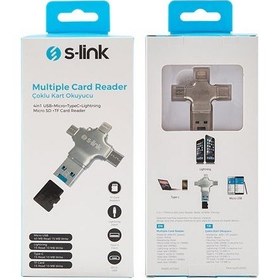 Resim S-Link 4 In 1 Android Apple Iphone Type-C Için I-Reader Kart Okuyucu 