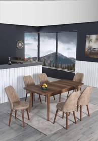 Resim Lion 6 Kişilik Açılır Masa Sandalye Takımı Mutfak Masası Takımı Salon Masası Yemek Masası Masa Takımı 