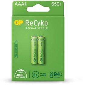 Resim GP RECYKO ŞARJLI PİL AAA İNCE 650MAH (2 ADET) 