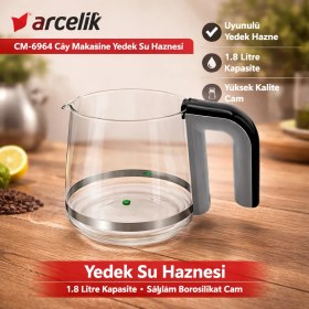 Resim Arçelik Orjinal cm 6964 Resital Çaycı Cam Demlik 