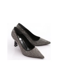 Resim Dgn 7715 Kadin Taşli Topuklu Ayakkabi Platin 