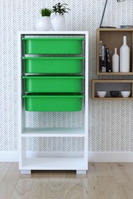 Resim Remaks 4 Sepetli Oyuncak Dolabı Çok Amaçlı Dolap - Yeşil 