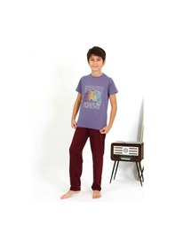 Resim Akbeniz Erkek Çocuk Kısa Kol Penye Pijama Takım 20758 Mor 