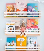 Resim Jaju Baby Beyaz 3'lü Montessori Kitaplık Çocuk Odası Duvar Rafı Ahşap Kitaplık Raf 