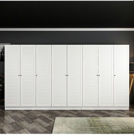 Resim Minar Kale 8 Mebran Panjur Kapaklı 4 Çekmeceli Dolap Beyaz/beyaz 190cm 