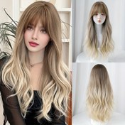 Resim 1pc 7JHH WIGS Şık Loose Dalgalı Ombre Peruk Kadınlar Için, Yüksek Yoğunluk 150% Gül Ağ Şapka, Isıya Dayanıklı Lif, Doğal Görünüm ile Alnın Öne, 66.98 cm - Günlük ve Parti Kullanımı Için Çok Yönlü 