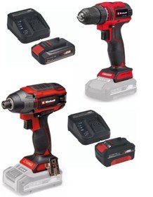 Resim Einhell TE-CD 18/40 Libl Matkap + TP-CI 18/220 Li Bl Vidalama 2.5AH+4.0AH Kömürsüz Set 