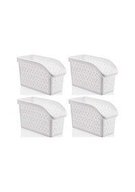 Resim Omnipazar Sy-2170 Plastik Küçük Dolap İçi Sebze Meyve Düzenleyici Beyaz 4 Lü Set Beyaz 