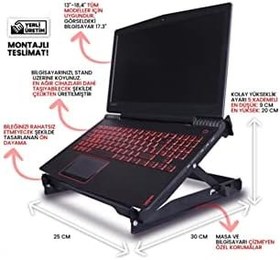 Resim 2'li Set - 5 Kademeli Çelik Notebook Laptop Yükseltici Altlık & Telefon Tablet Tutucu Stand 