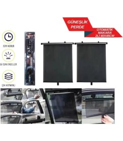 Resim Carub Otomatik Makaralı Güneşlik Yan Cam Perde 2'li 40*45 cm 