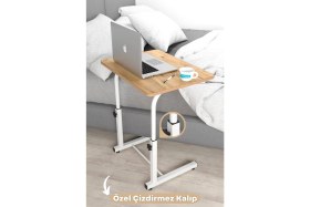 Resim Depolife Eğim Yükseklik Ayarlı Laptop Sehpası Kahvaltı Ders Çalışma Bilgisayar Ofis Yemek Masası Metal Ayak 