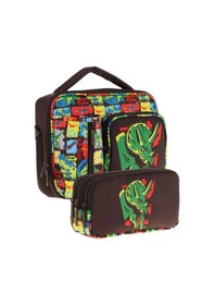 Resim Kaukko Kids Erkek Çocuk Siyah Yeşil Gergedan Üç Bölmeli Thermo Beslenme Çantası Ve Kalemlik Seti L7263+l8263 Siyah - Yeşil 